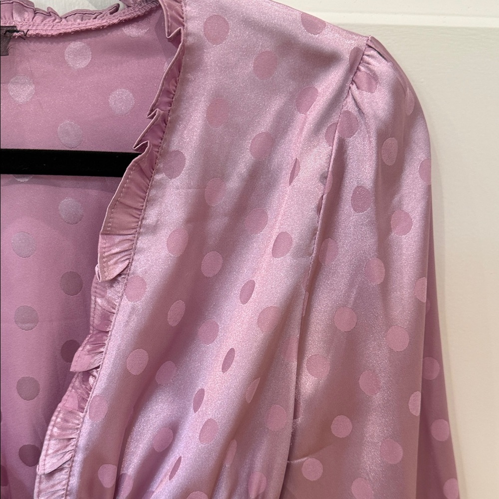 4SI3NNA Pink Polka Dot Ruffle Blouse - Picture 5 of 10